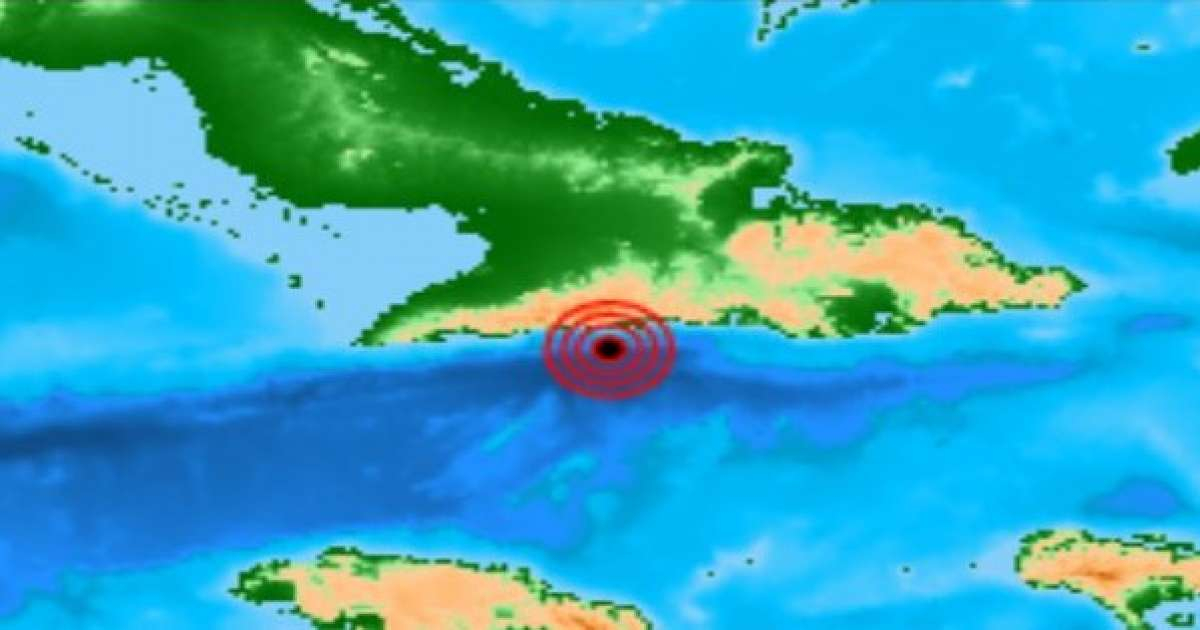 Localización del sismo perceptible en Santiago de Cuba y Granma © CENAIS-Cuba/ Twitter