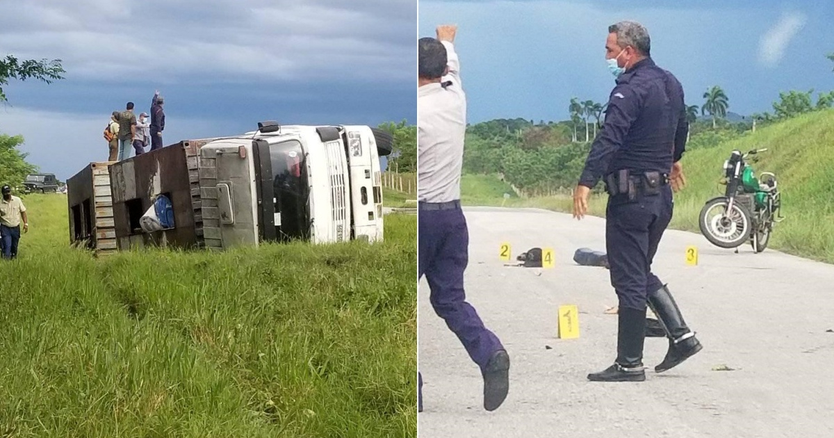 Accidente en Camagüey deja una persona fallecida © Collage Facebook/Accidentes Buses&Camiones