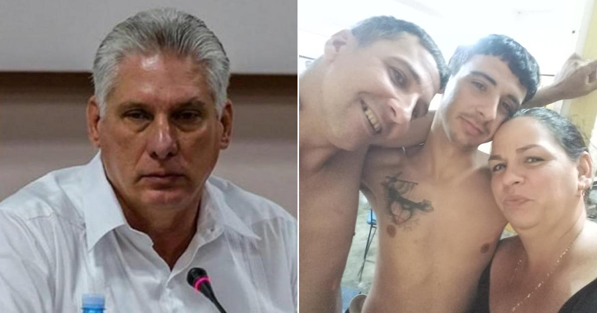 Miguel Díaz-Canel / Familia cubana de joven detenido el 11J © Cubadebate / Facebook Meibel Gelin Garcia