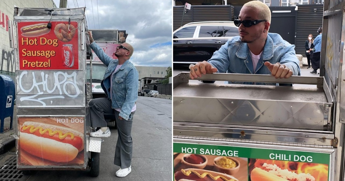 J Balvin con un carrito de hot dog © Instagram / J Balvin