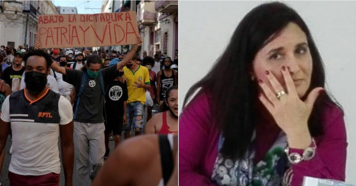 Protestas en Cuba (I) y Johana Tablada © Reuters y Twitter de Johana Tablada