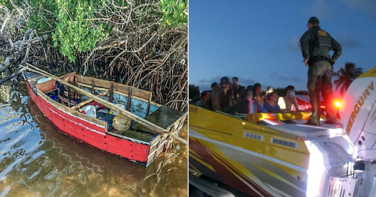 Embarcaciones y migrantes interceptados por las autoridades de Florida. © Twitter / CBP Florida