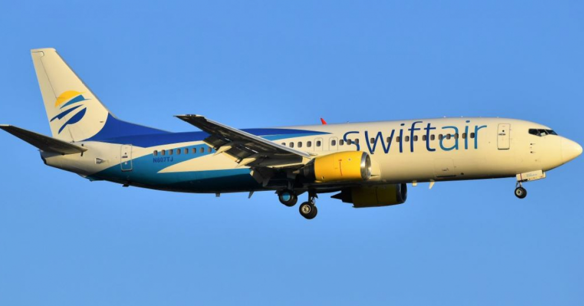 Swift Air, la tercera charteadora aautorizada a llevar acarga humanitaria a Cuba. © Swift Air