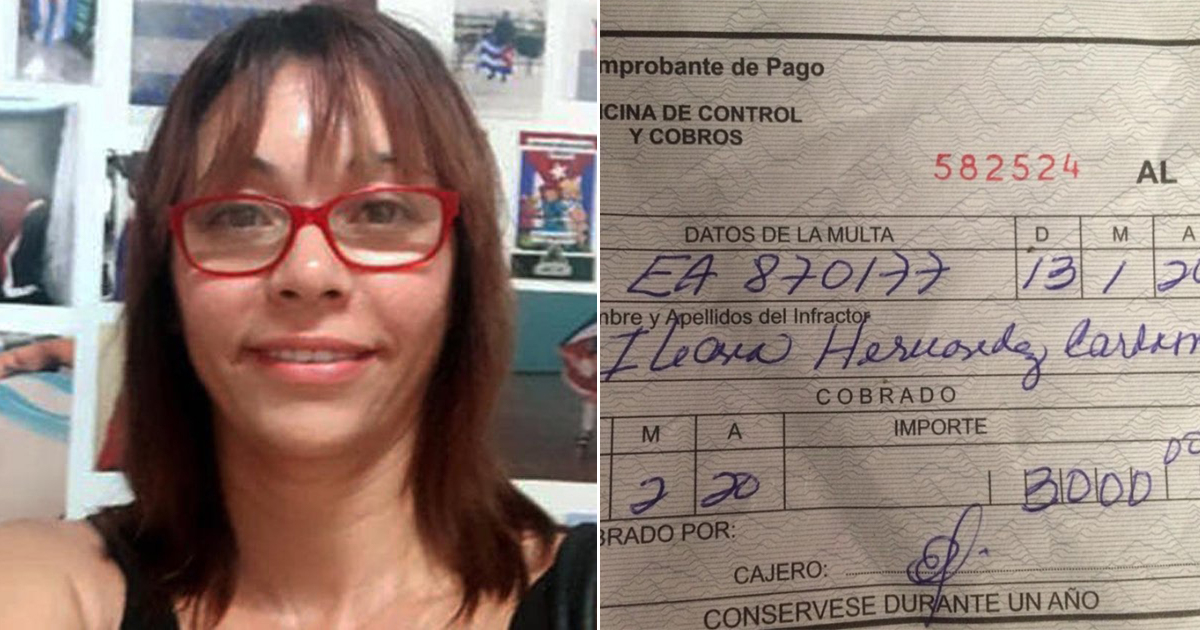 Iliana Hernández © Primera multa del DL 370 en Cuba