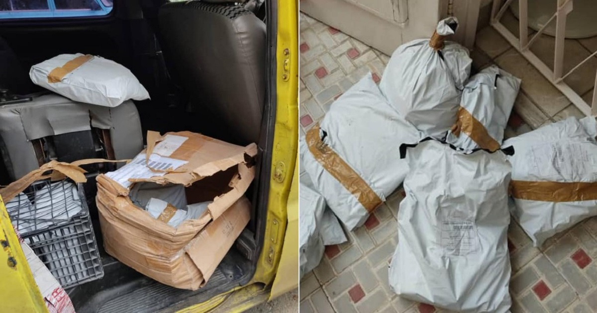 Paquetes con evidencia de robo enviados a través de Transcargo © Zenia Veigas Chkout / Facebook
