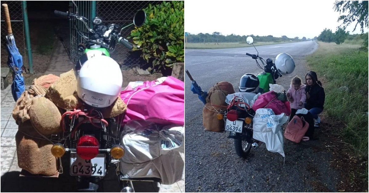 Cubanos viajan por la Autopista rumbo a Granma en su moto MZ © Facebook Club MZ Cuba