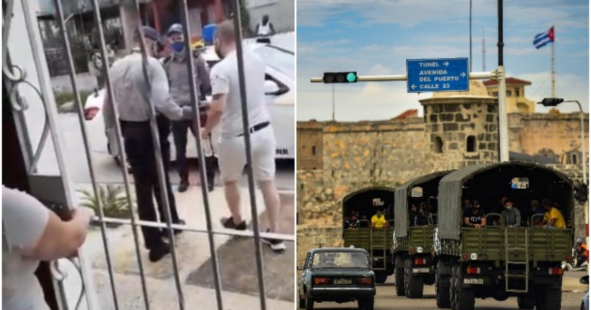Detenciones y militarización por el 15N en Cuba © Twitter/ GeekCubano y AFP