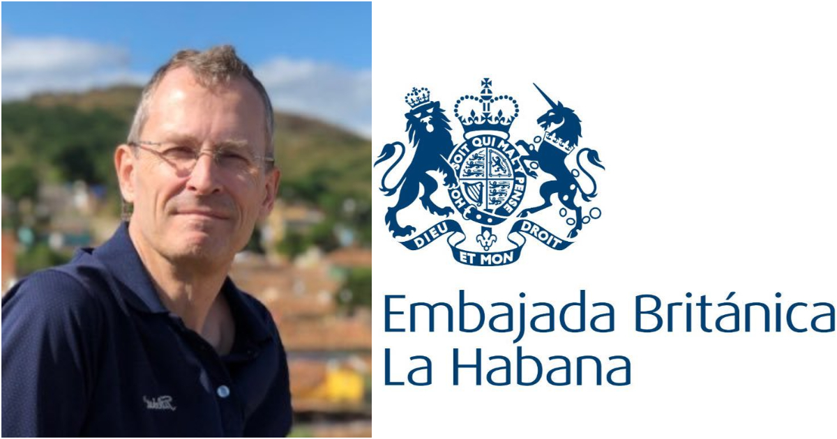 Embajador Antony Stokes y logo de la Embajada Británica en Cuba © Twitter/ Antony Stokes - Facebook/ Embajada Británica en Cuba 