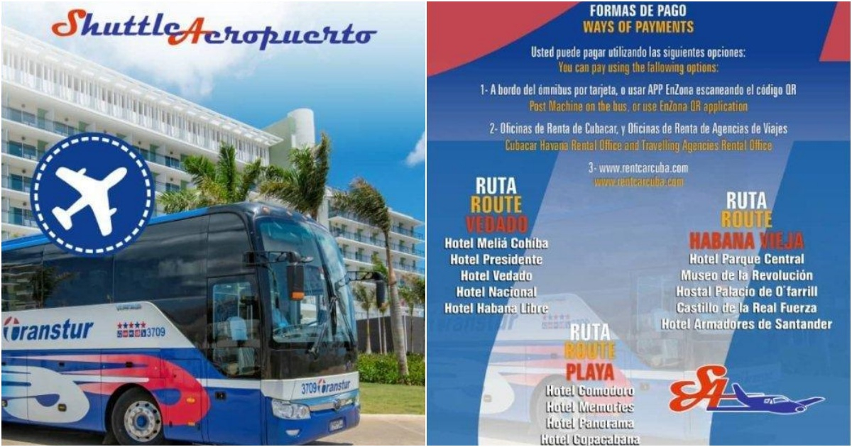 Servicio de transporte para turista Shuttle Airport Habana. © Twitter/Cuba Travel