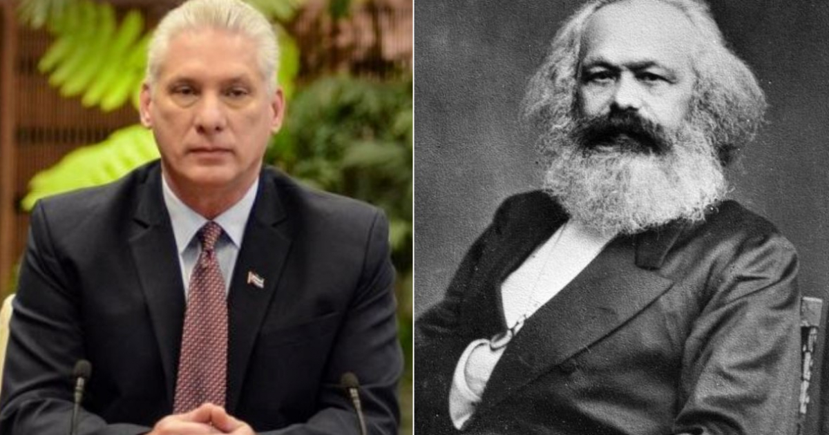 Diaz-Canel y Karl Marx © Estudios Revolución y Wikipedia 