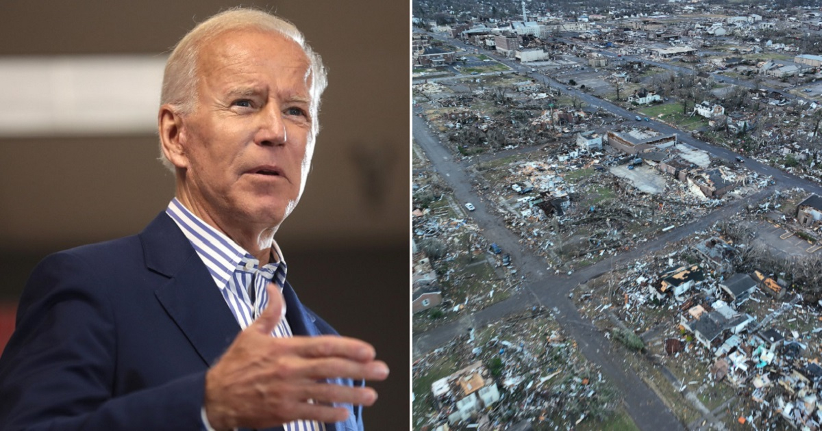 Joe Biden y zona devastada por tornado en Kentucky. © Flickr de Gage Skidmore / Twitter de WxChasing- Brandon Clement