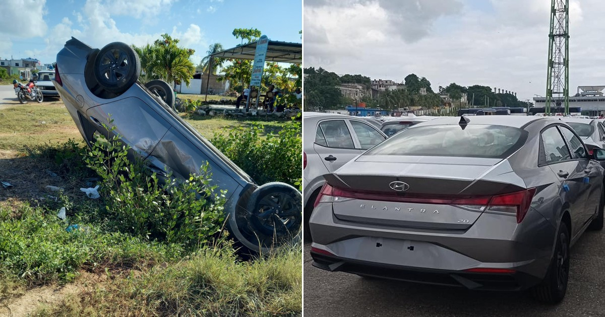 El vehículo siniestrado y un modelo idéntico arribado recientemente a Cuba © Facebook / Accidente Buses & Camiones - Transtur