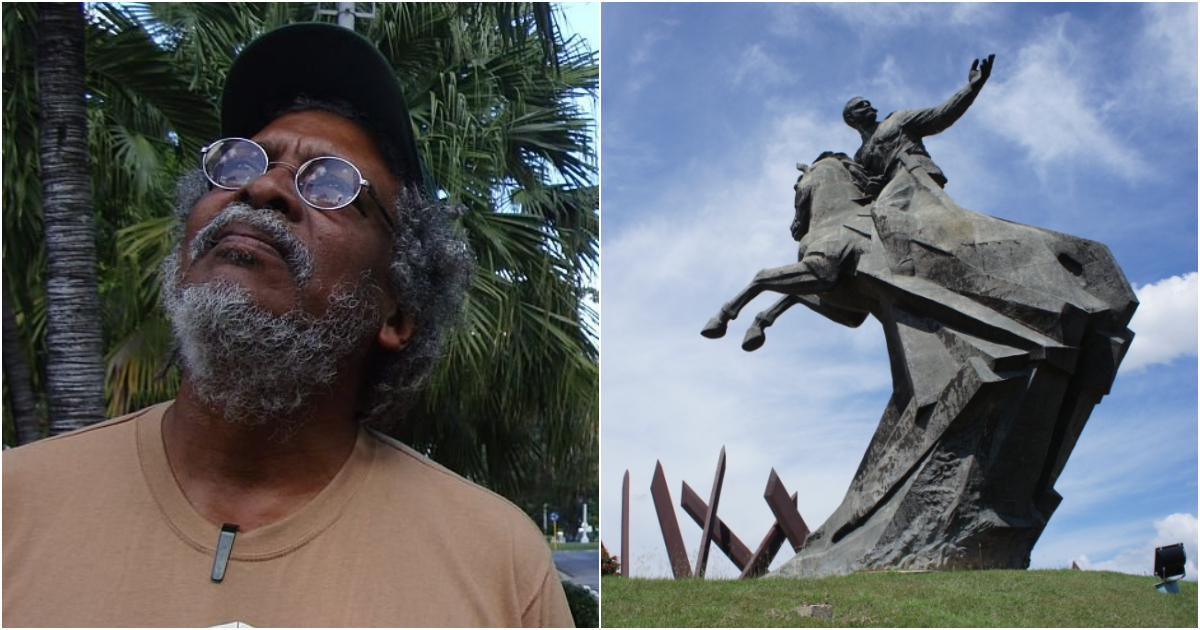 Alberto Lescay Merencio y su escultura ecuestre de Antonio Maceo, en Santiago de Cuba © Facebook Alberto Lescay Merencio / Página oficial del artista