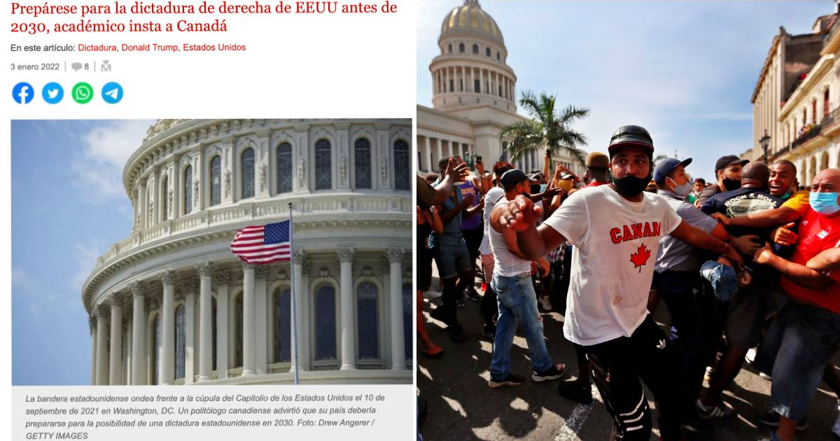 Cubadebate con foto de Capitolio de EE.UU. / Represión de protestas antigubernamentales frente al Capitolio de La Habana, Cuba © Captura de video / EFE en Twitter