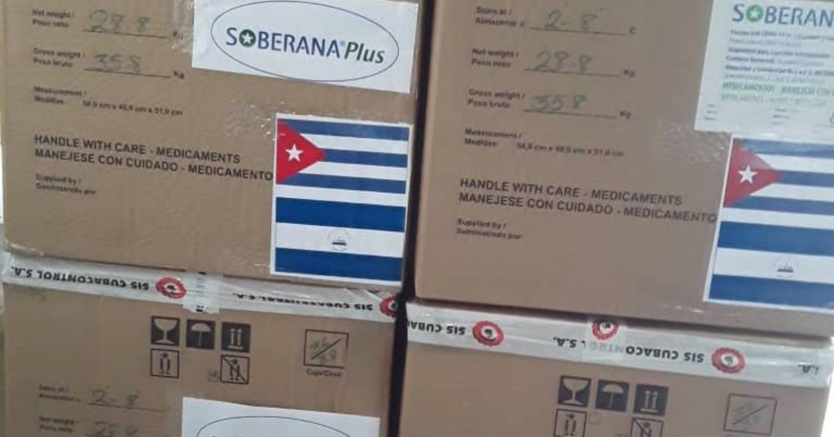 Parte del cargamento de vacunas cubanas enviado a Nicaragua © Twitter / Instituto Finlay de Vacunas
