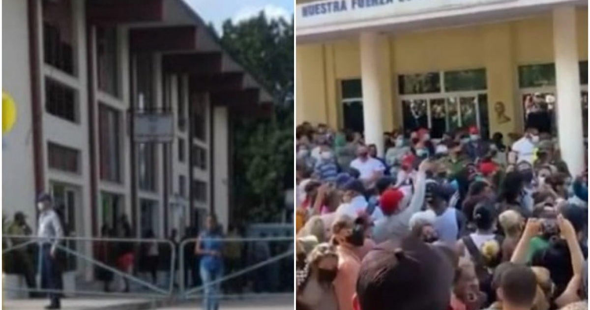 Tribunal Provincial Popular de Holguín cercado durante juicios y Protesta del 11J © Cortesía y Captura de Video de Facebook