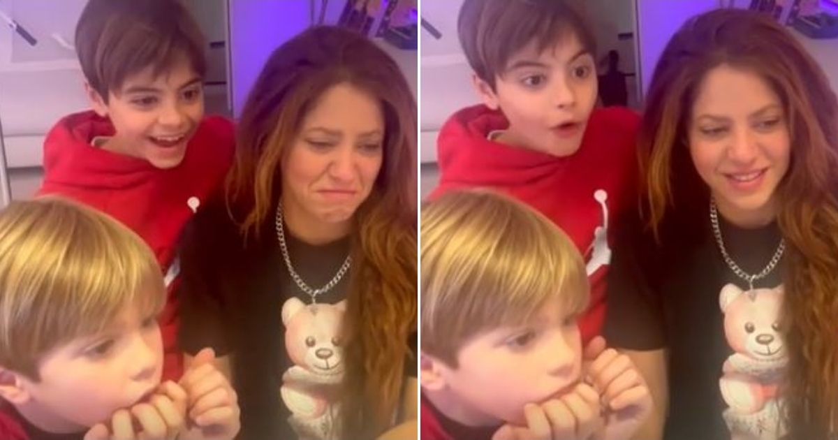 Shakira con sus hijos Milan y Sasha reacciona a "Currambera" © Instagram / Shakira