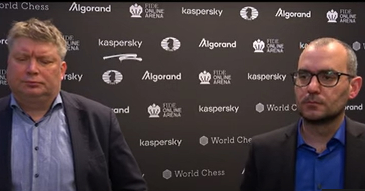 Shirov y Domínguez, después de la partida de este jueves © Captura de video