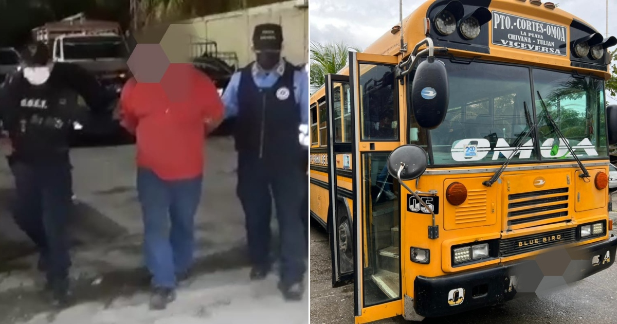 Conductor detenido y autobús decomisado © Policía Nacional de Honduras
