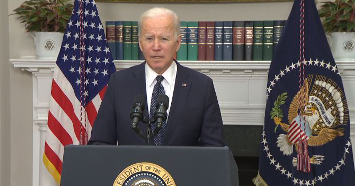 El presidente Joe Biden durante su alocución a la nación este viernes en la Casa Blanca. © Captura de video/CiberCuba