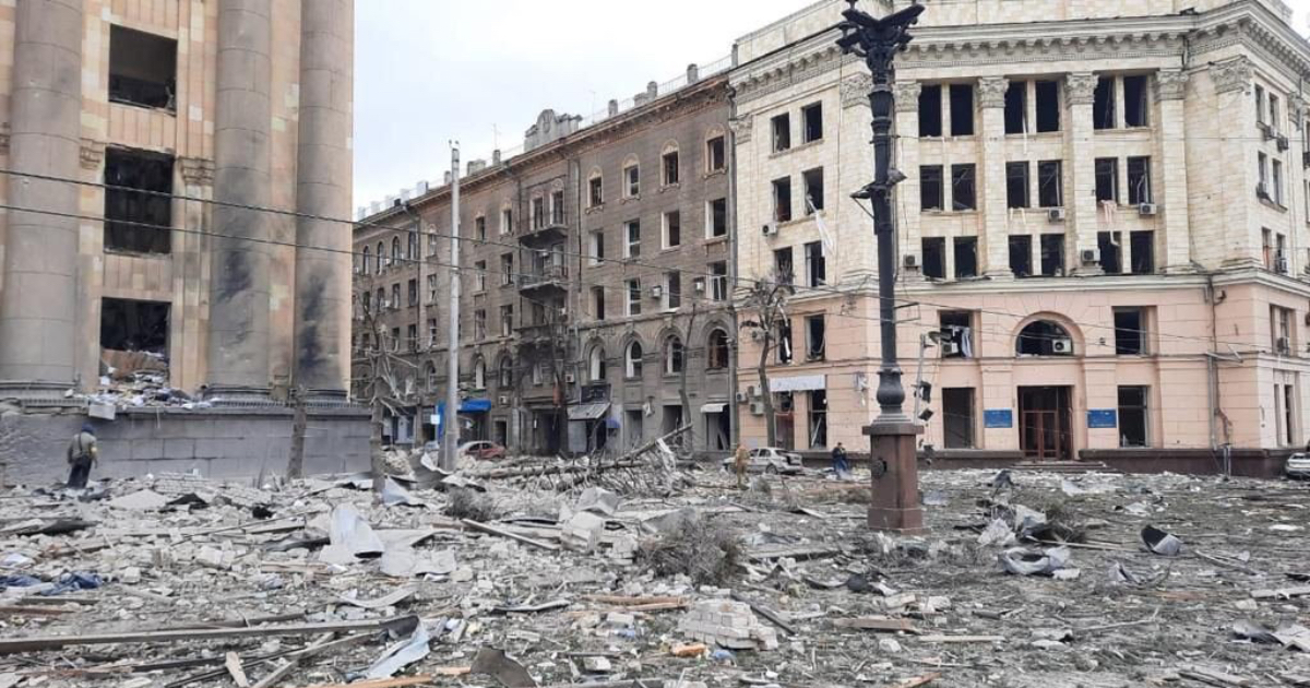 La ciudad de Kharkiv, al noreste de Ucrania, tras el ataque © Twitter NEXTA