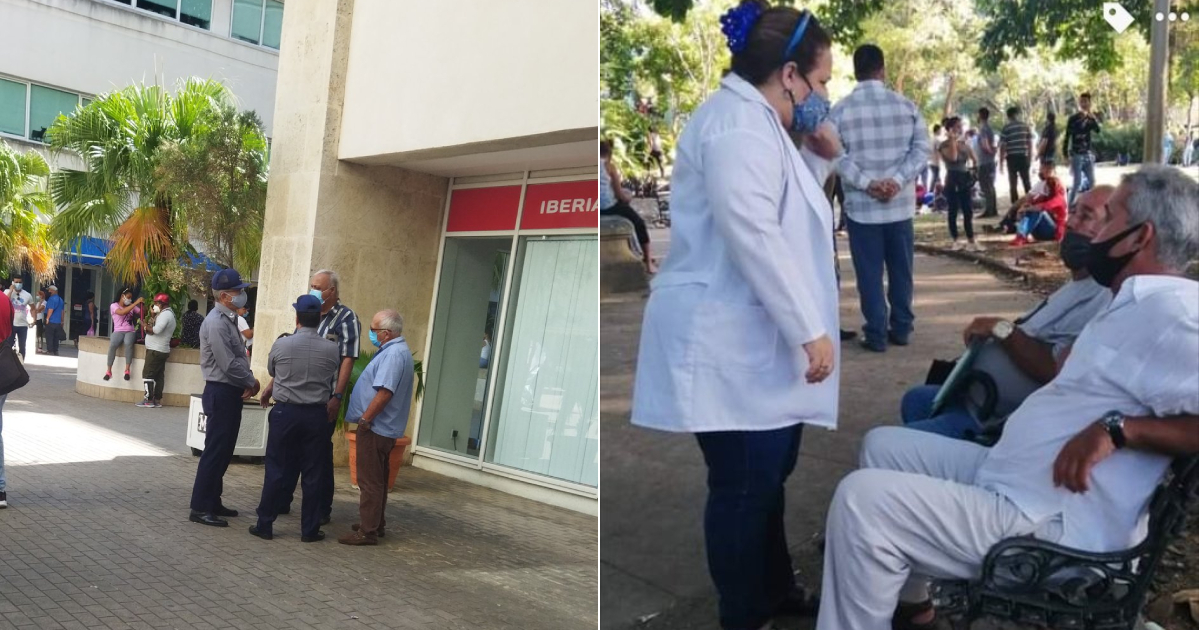 Policías y médicos en las inmediaciones de la embajada de Panamá en Cuba © Twitter