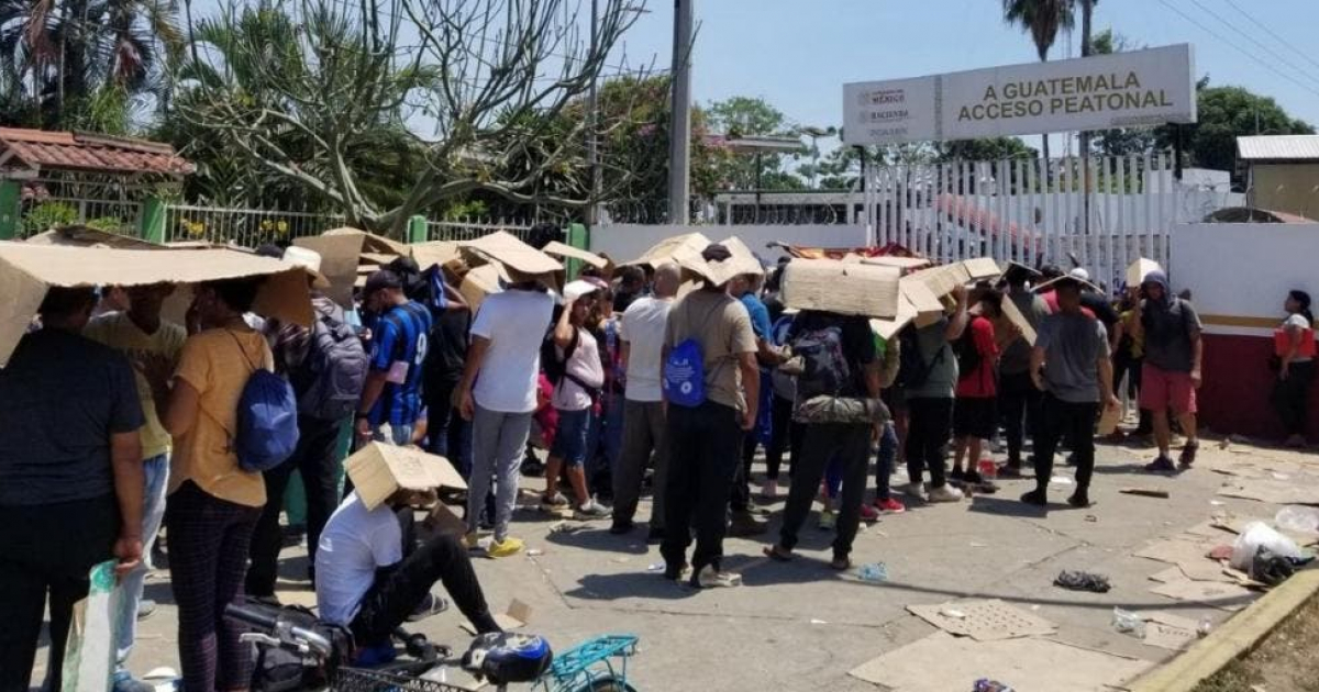 Migrantes en paso fronterizo México-Guatemala © Twitter / Diario de México