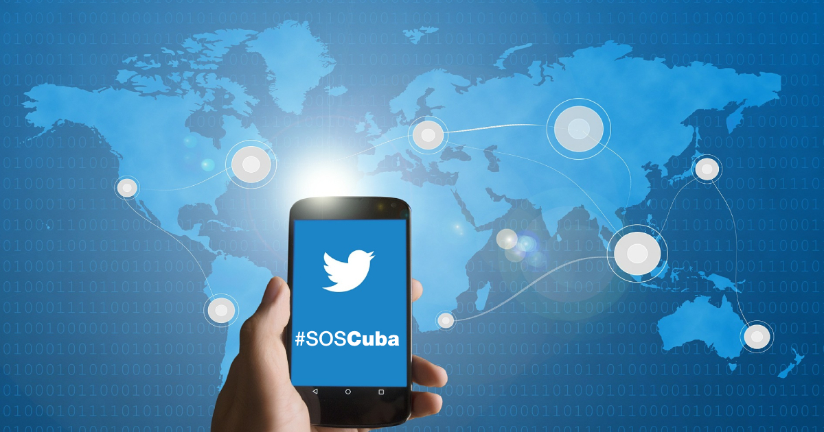 Tendencia de la etiqueta SOSCuba en Twitter © Fotomontage inspirado en una plantilla de Pixabay de Edar