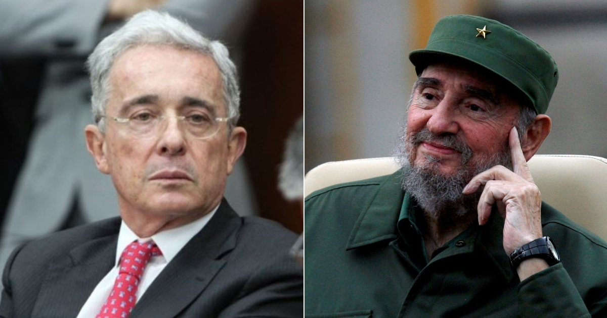 Álvaro Uribe (i) y Fidel Castro (d) © Collage Twitter/Alvaro Uribe- Flickr/Cubadebate-Ismael Francisco