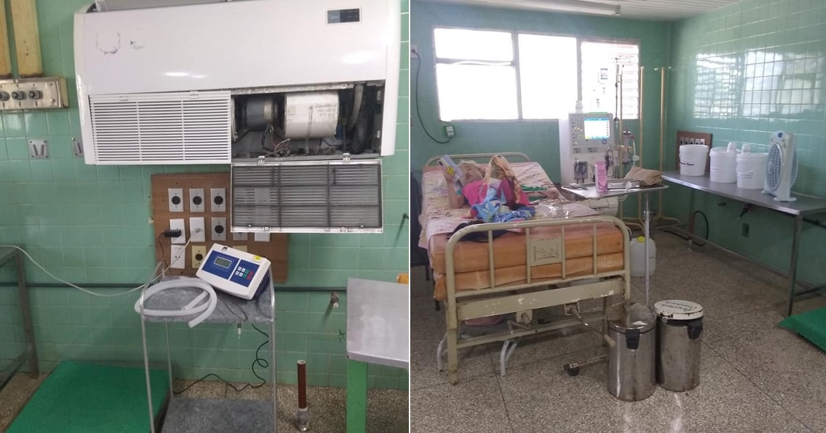Sala de hemodiálisis antes de ser reparado el aire acondicionado © Facebook / Leyni Rodríguez