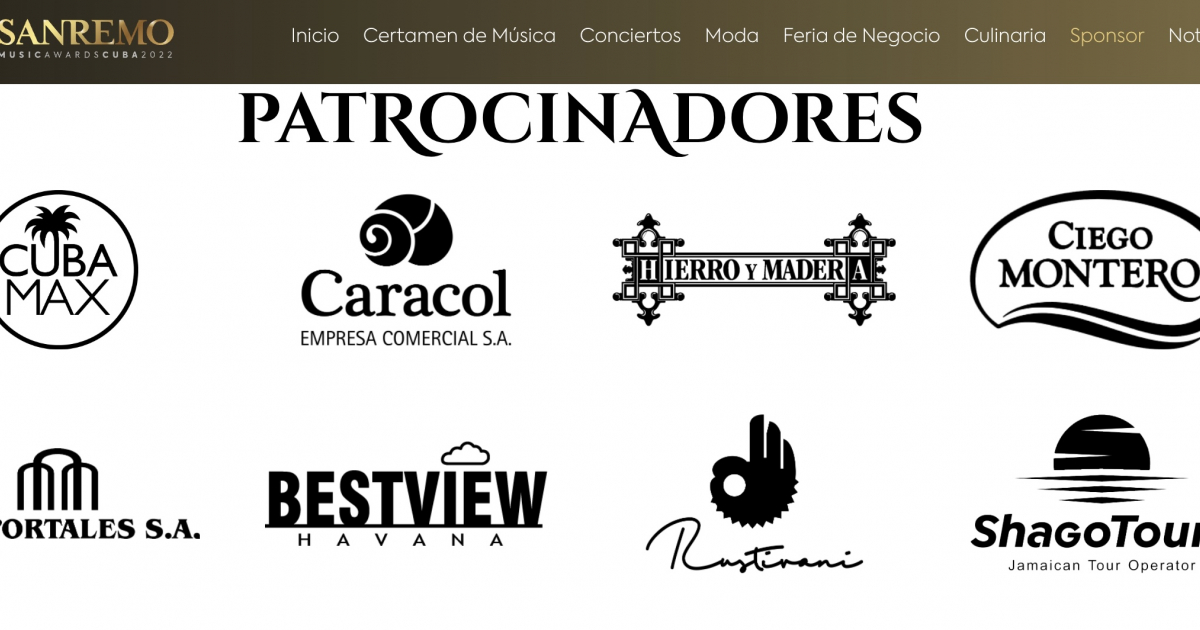 Algunos de los patrocinadores del San Remo en Cuba © Captura de pantalla / San Remo Music Awards Cuba 2022