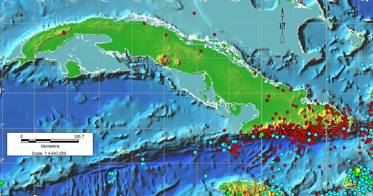 Mapa con indicadores de la actividad sísmica en Cuba en el primer trimestre de 2022 © Facebook / Enrique Arango
