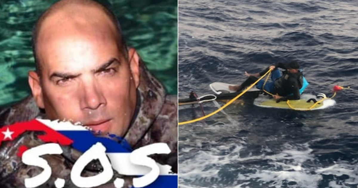 Elián Pérez (i) y el momento en que fue rescatado por la Guardia Costera de EE. UU. © Facebook y Twitter de USCGSoutheast
