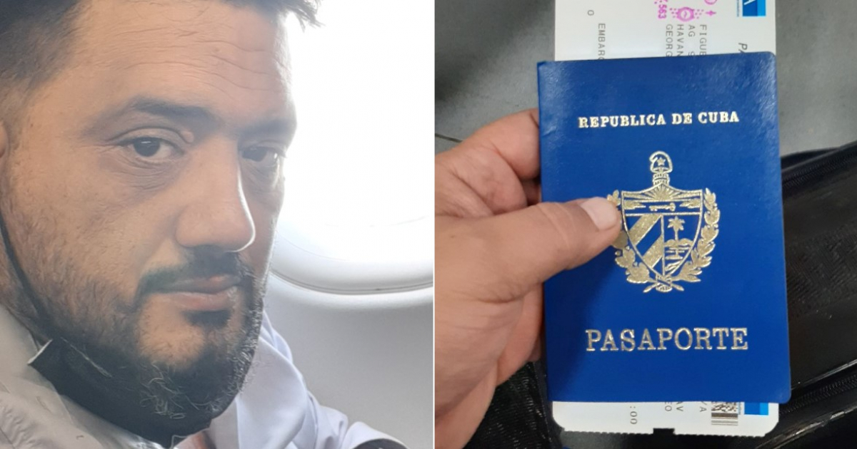Doctor Alexander Jesús Figueredo (i) y Pasaporte cubano y billete de avión del doctor (d) © Collage Facebook/Alexander Jesús Figueredo Izaguirre