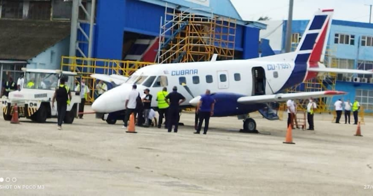 Embraer 110 accidentado en aeropuerto de La Habana © Cortesía