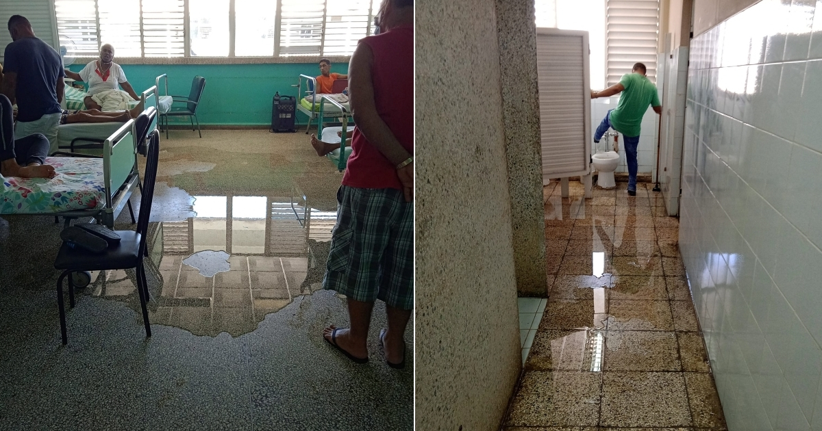 Las aguas del baño inundaron toda la sala de Cuidados Respiratorios © Facebook / Zayli Nip