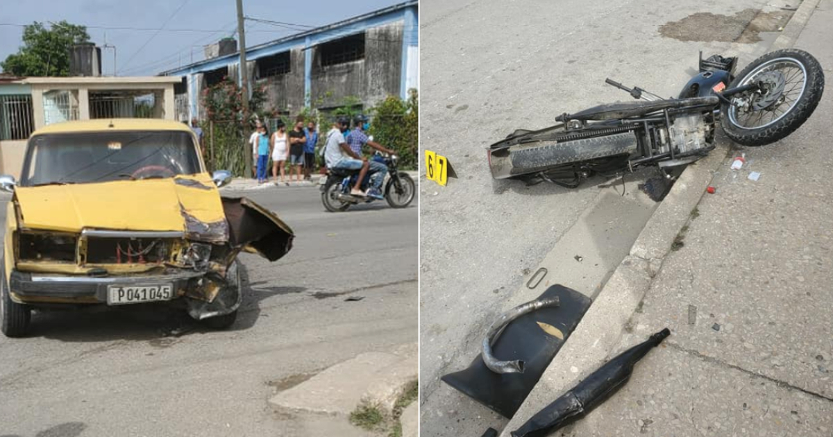 Choque entre un Lada y una moto en San Miguel del Padrón deja un herido grave © Facebook/ Accidentes en la vía en Cuba