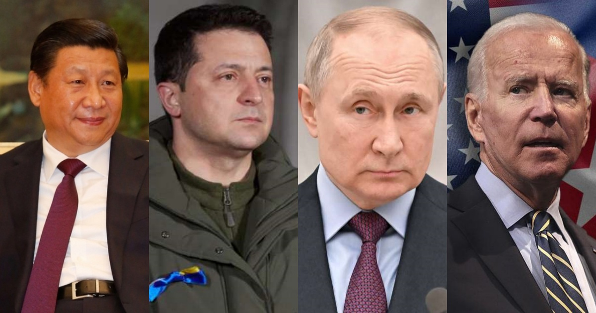 Putin, Zelensky, Xi Jinping y Biden. © Captura/YouTube/Facebook/Twitter