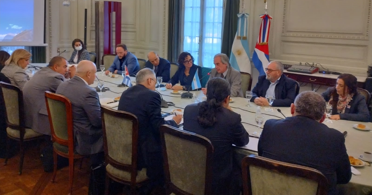 Delegación de Cuba y Argentina durante el encuentro © Cancillería argentina