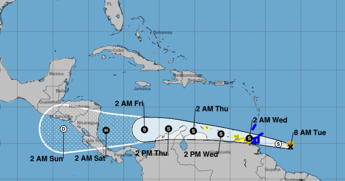 Trayectoria del sistema tropical que avanza por el Mar Caribe © NOAA