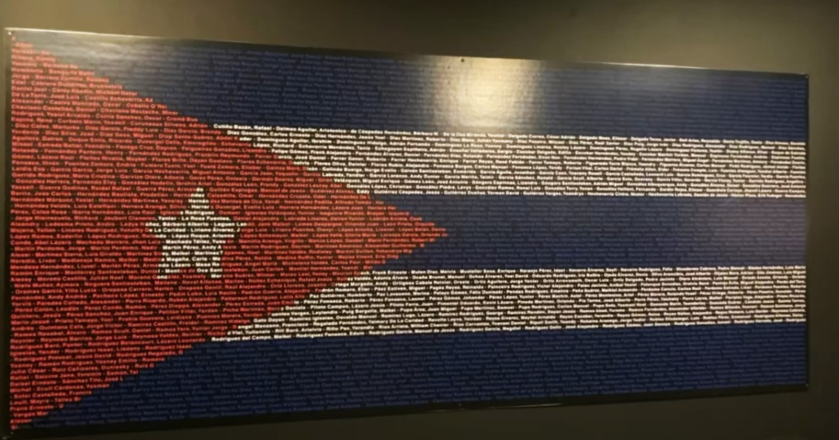 Bandera con nombres de más de 700 presos políticos cubanos © Captura de video de Instagram / Luis Alberto Mariño Fernández
