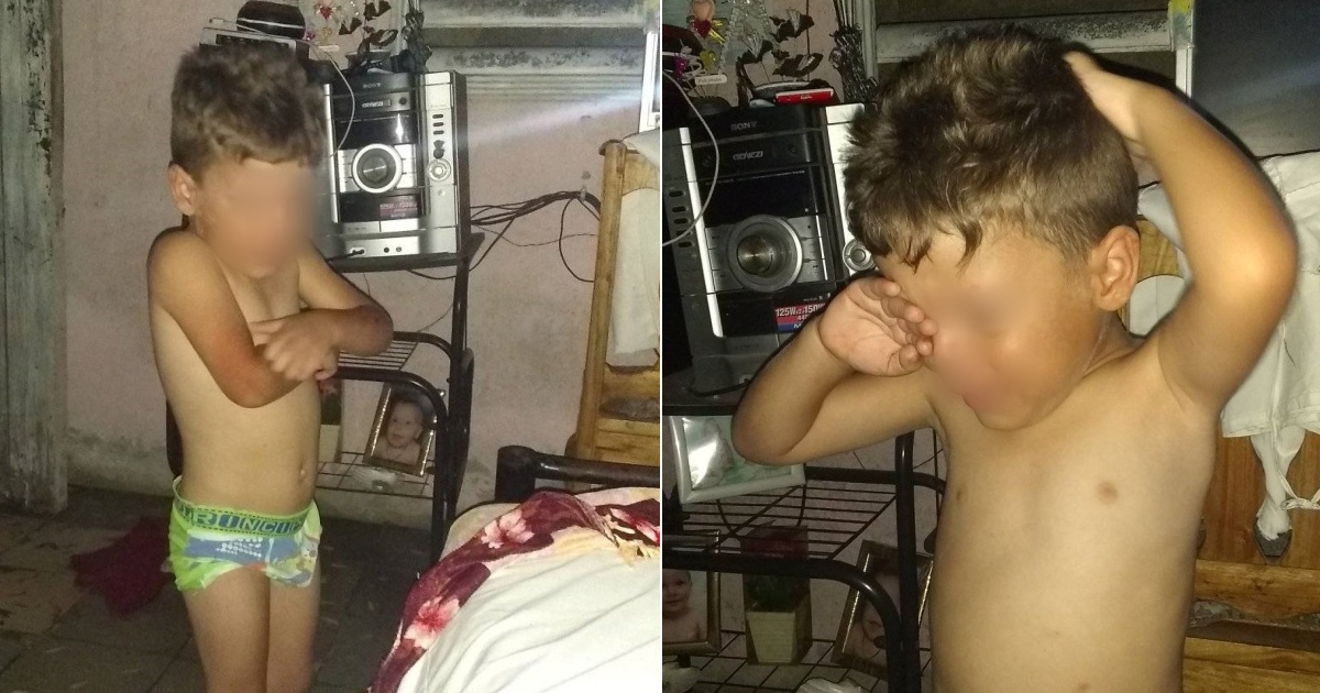 Niño cubano llorando porque no puede dormir © Collage Facebook/Leidy Barroso Cabrera 