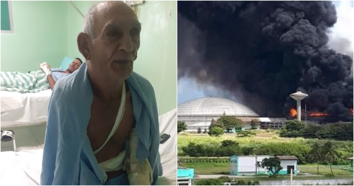 Anciano cubano / Incendio en Base de Supertanqueros de Matanzas © Facebook Yuni Moliner / Facebook Periódico Girón