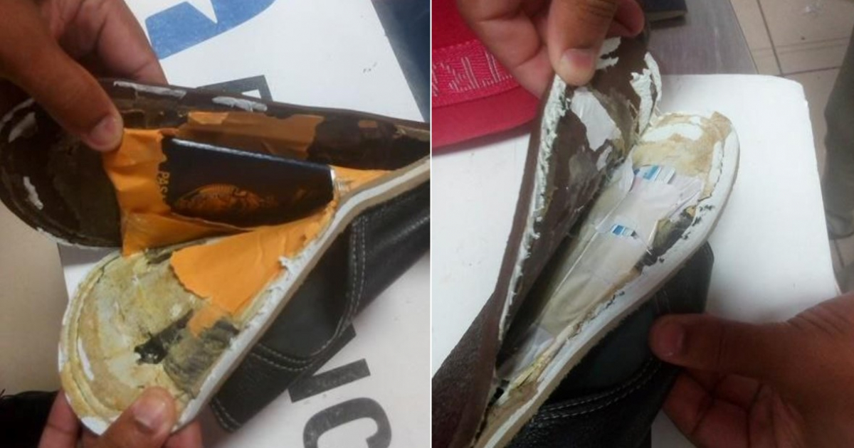 Pasajera llevaba documentos de identidad ocultos en los zapatos © Twitter @AIRCOP_ROPAN