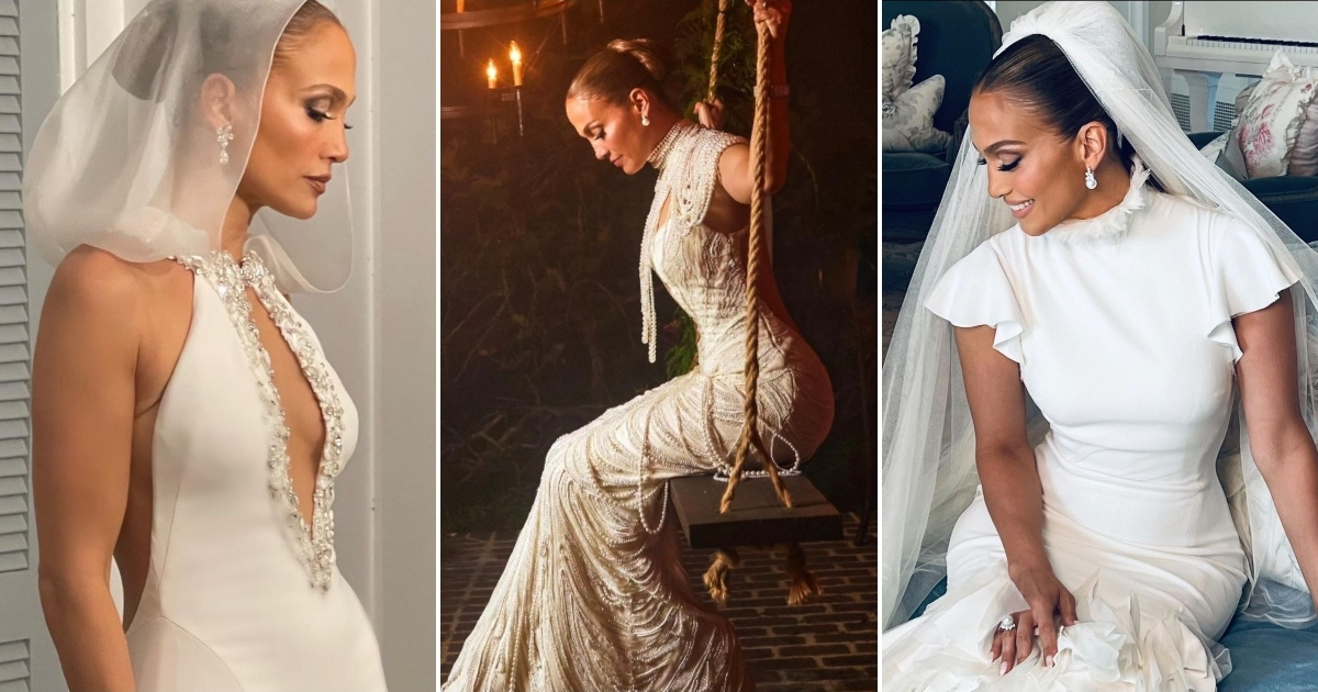 tres vestidos de novia de Jennifer Lopez en su segunda boda con Ben
