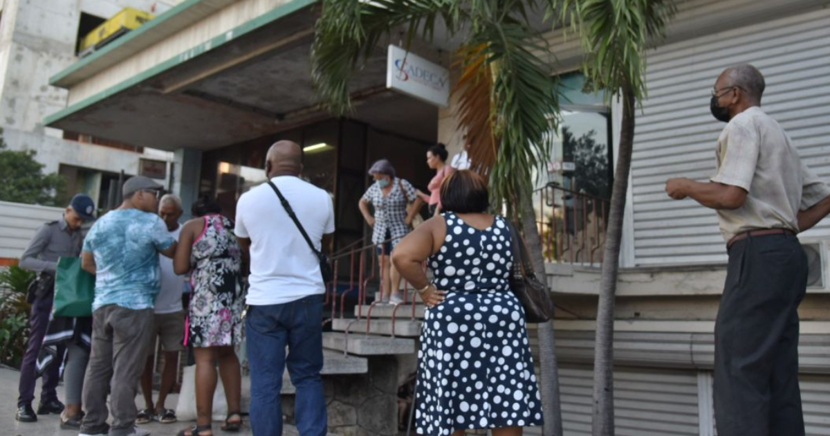  Cola en CADECA de La Habana el primer día de venta de divisas. © ACN / Omara García