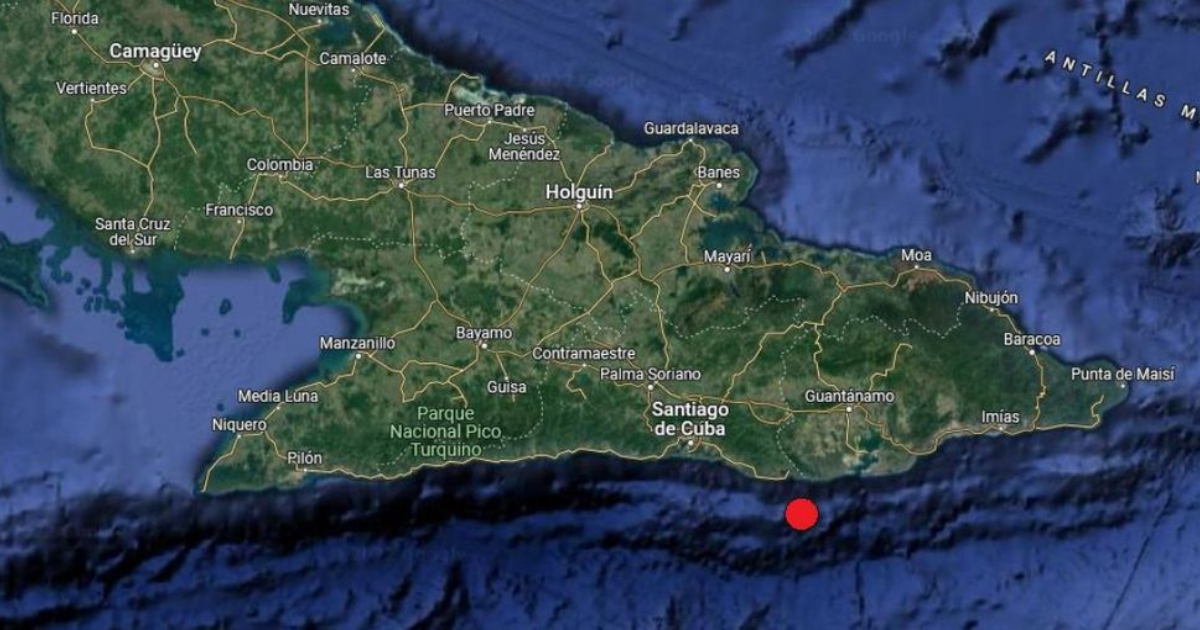 Mapa del oriente de Cuba donde se ve localizado el epicentro del sismo © Enrique Diego Arango Arias / Facebook