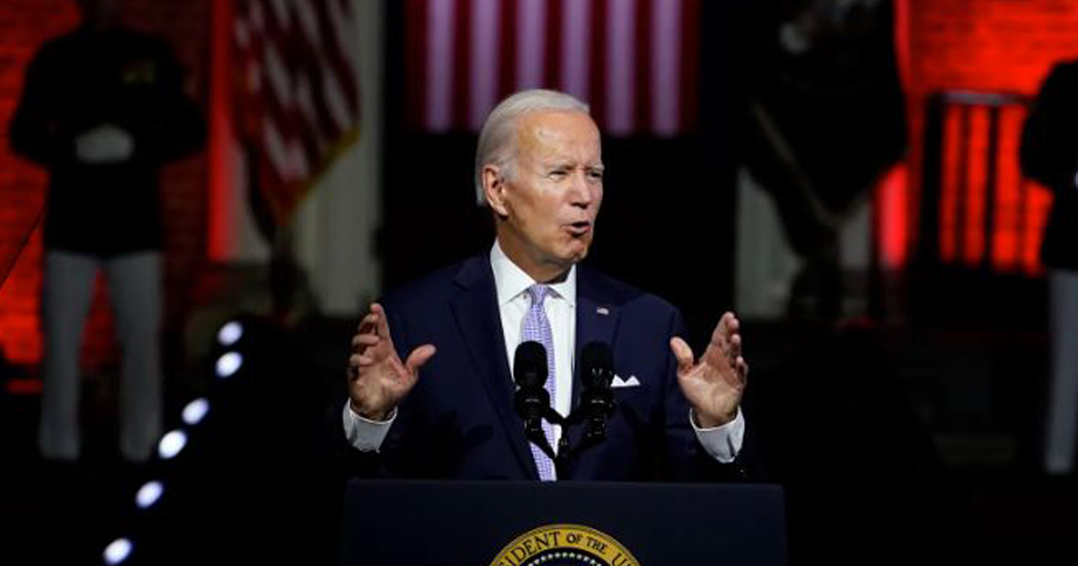 El presidente Joe Biden durante su discurso en la Sala de la Independencia en Filadelfia, este jueves. © Captura de video/CiberCuba