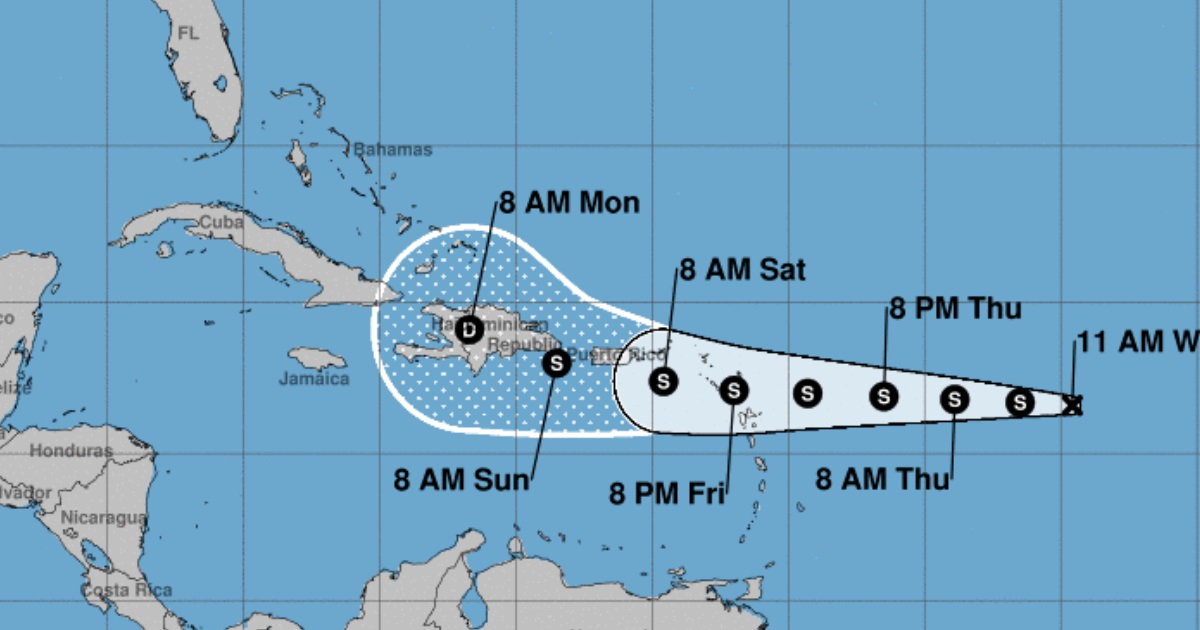 Posible recorrido de la depresión tropical Seven © NOAA