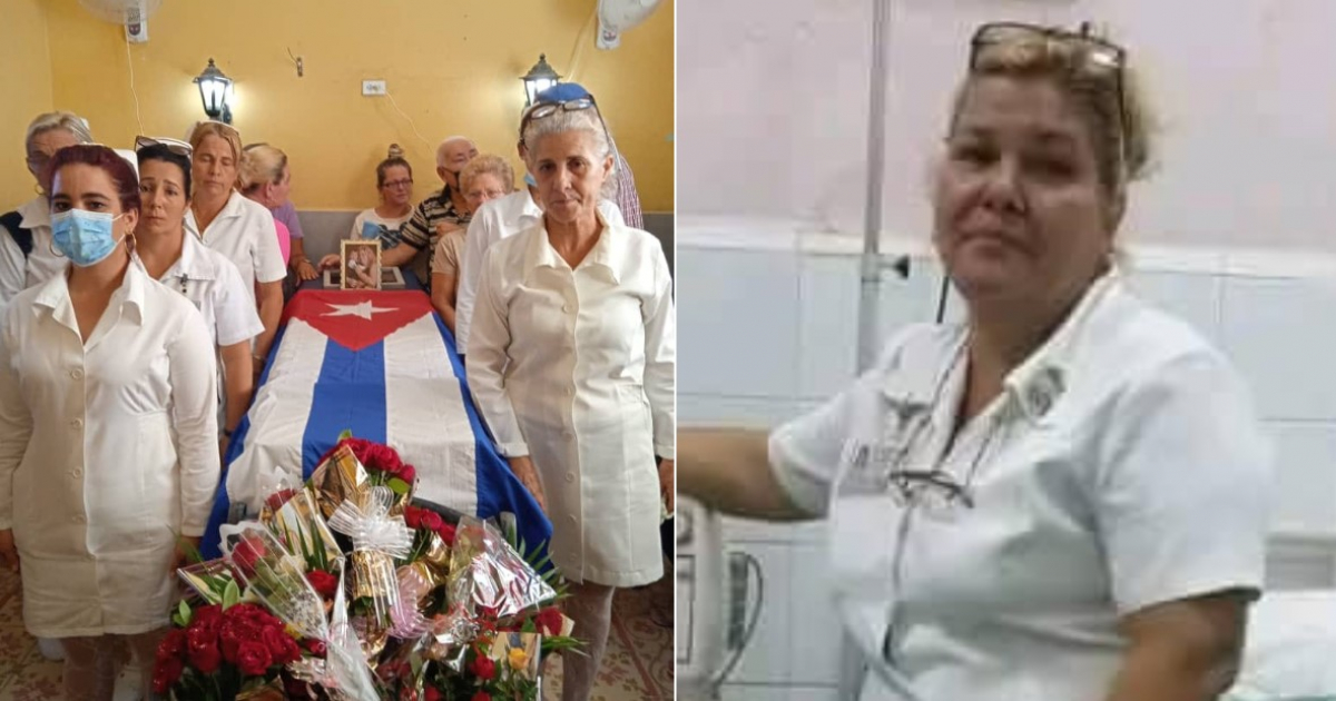 Funeral de la enfermera fallecida (i) y Nelly Sánchez Espinosa © Collage Facebook/Manuel Rivero Abella